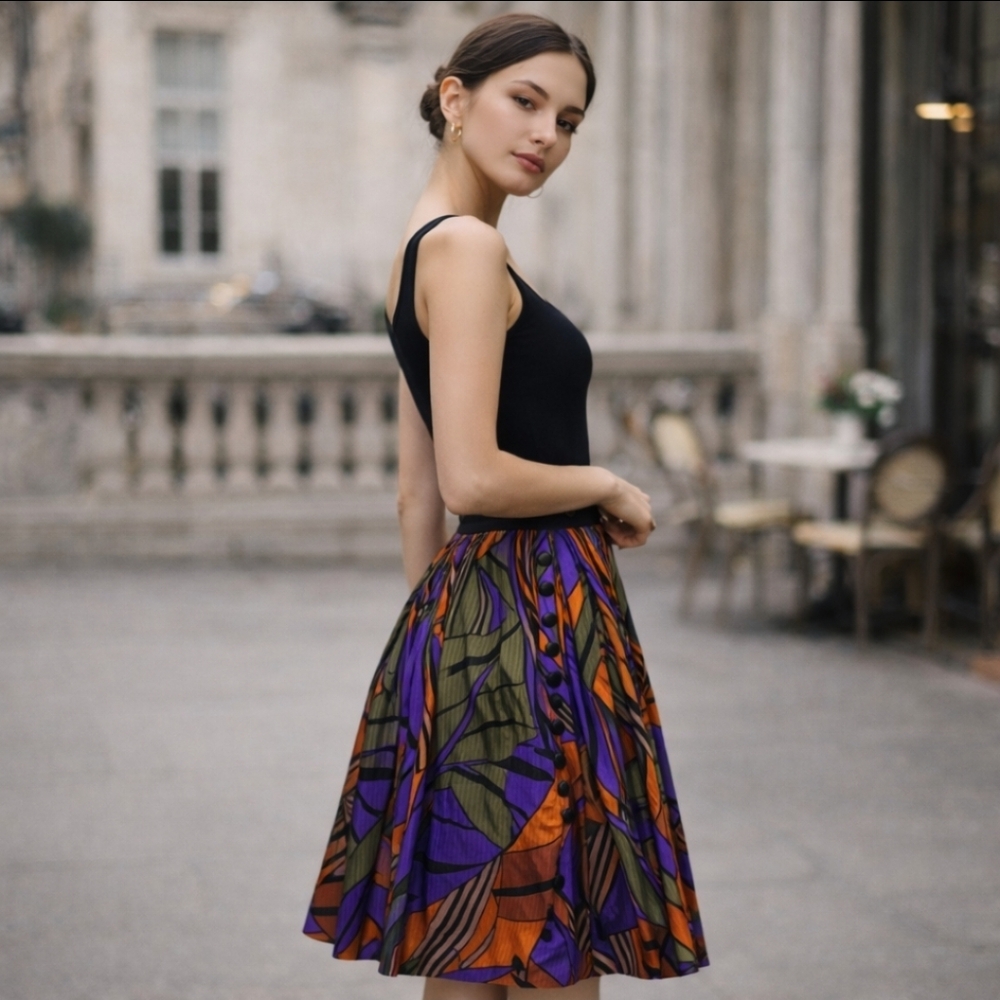 Vintage Silk Abstract Lux Skirt | Flora Kung New York - Picture 2 of 9